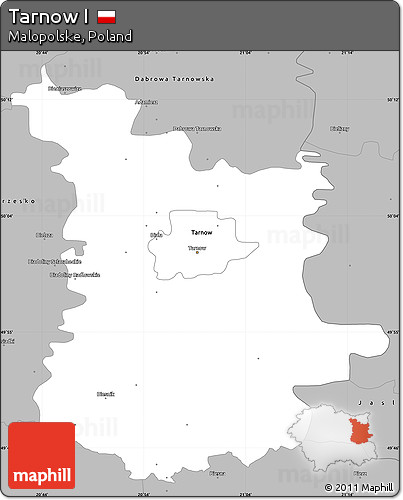 Gray Simple Map of Tarnow I