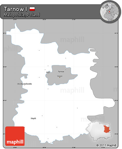 Gray Simple Map of Tarnow I, single color outside