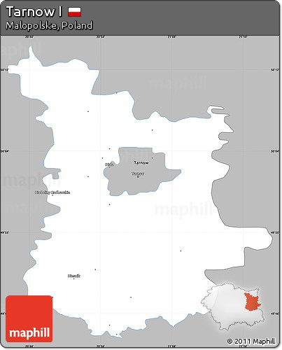 Gray Simple Map of Tarnow I, single color outside