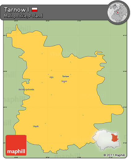 Savanna Style Simple Map of Tarnow I, cropped outside