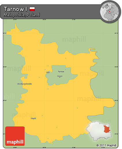 Savanna Style Simple Map of Tarnow I, single color outside