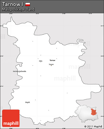 Silver Style Simple Map of Tarnow I, cropped outside