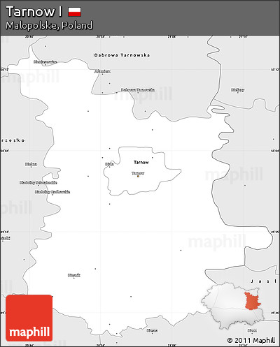 Silver Style Simple Map of Tarnow I