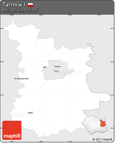 Silver Style Simple Map of Tarnow I, single color outside
