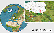 Satellite Location Map of Tarnow, highlighted country