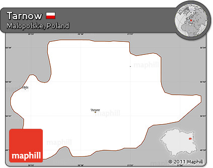 Gray Simple Map of Tarnow, cropped outside