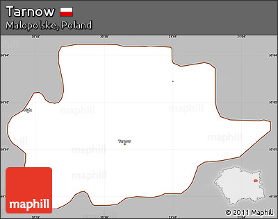 Gray Simple Map of Tarnow, cropped outside