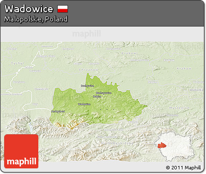 Physical 3D Map of Wadowice, lighten