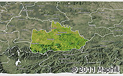 Satellite 3D Map of Wadowice, semi-desaturated