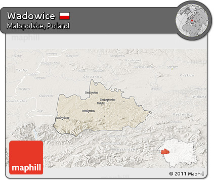 Shaded Relief 3D Map of Wadowice, lighten