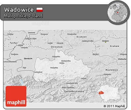 Silver Style 3D Map of Wadowice
