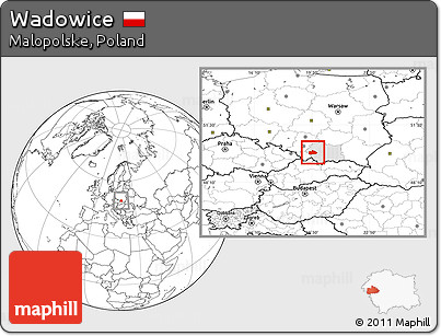 Blank Location Map of Wadowice, highlighted parent region