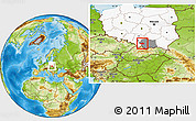 Physical Location Map of Wadowice, highlighted country, highlighted parent region