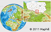 Physical Location Map of Wadowice, highlighted country