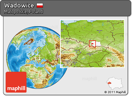 Physical Location Map of Wadowice, highlighted parent region