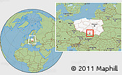 Savanna Style Location Map of Wadowice, highlighted country, within the entire country