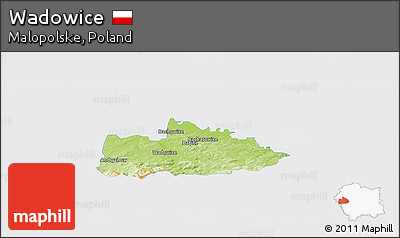 Physical Panoramic Map of Wadowice, single color outside