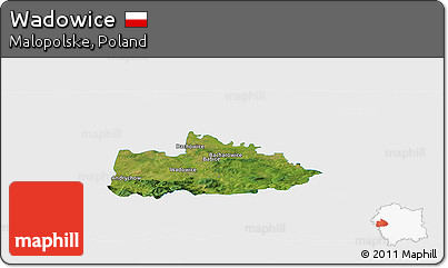 Satellite Panoramic Map of Wadowice, single color outside