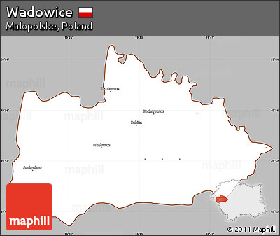 Gray Simple Map of Wadowice, cropped outside