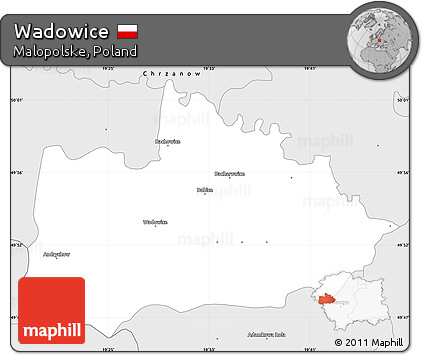 Silver Style Simple Map of Wadowice