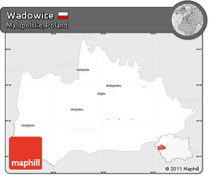 Silver Style Simple Map of Wadowice, single color outside