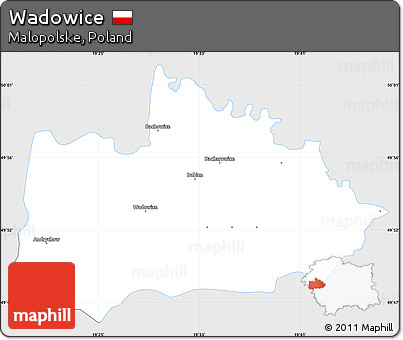 Silver Style Simple Map of Wadowice, single color outside