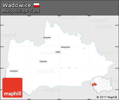 Silver Style Simple Map of Wadowice, single color outside