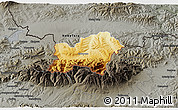 Physical 3D Map of Zakopane, darken, semi-desaturated