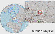 Gray Location Map of Zakopane, highlighted parent region, hill shading