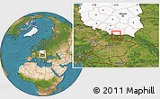 Satellite Location Map of Zakopane, highlighted country