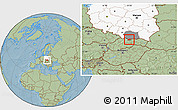 Savanna Style Location Map of Zakopane, highlighted country, highlighted parent region, hill shading