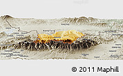 Physical Panoramic Map of Zakopane, semi-desaturated