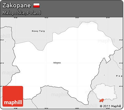 Silver Style Simple Map of Zakopane