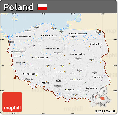 Classic Style Map of Poland, single color outside