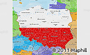 Flag Map of Poland, political shades outside