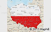 Flag Map of Poland, shaded relief outside