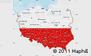 Flag Map of Poland, single color outside, bathymetry sea, shaded relief sea