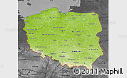 Physical Map of Poland, darken, desaturated