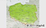 Physical Map of Poland, lighten, semi-desaturated