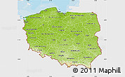 Physical Map of Poland, single color outside, bathymetry sea, shaded relief sea