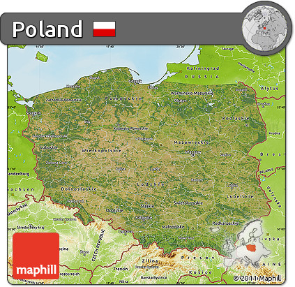 Satellite Map of Poland, physical outside