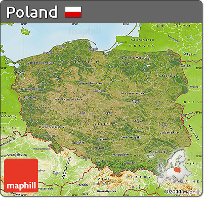 Satellite Map of Poland, physical outside