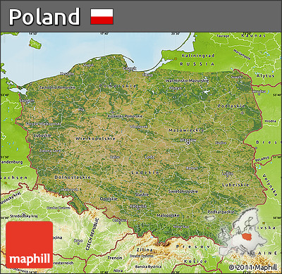 Satellite Map of Poland, physical outside