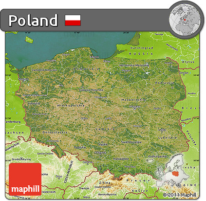 Satellite Map of Poland, physical outside, satellite sea