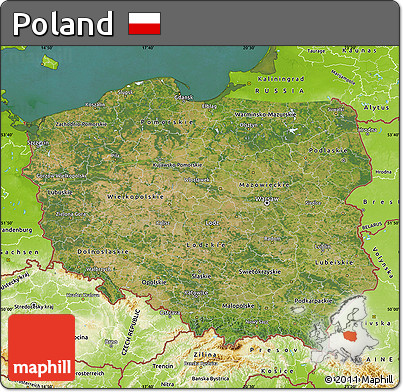 Satellite Map of Poland, physical outside, satellite sea