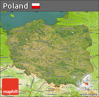 Satellite Map of Poland, physical outside, satellite sea