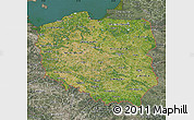 Satellite Map of Poland, semi-desaturated, land only