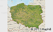 Satellite Map of Poland, shaded relief outside