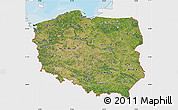 Satellite Map of Poland, single color outside, bathymetry sea, shaded relief sea