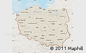 Shaded Relief Map of Poland, lighten, land only